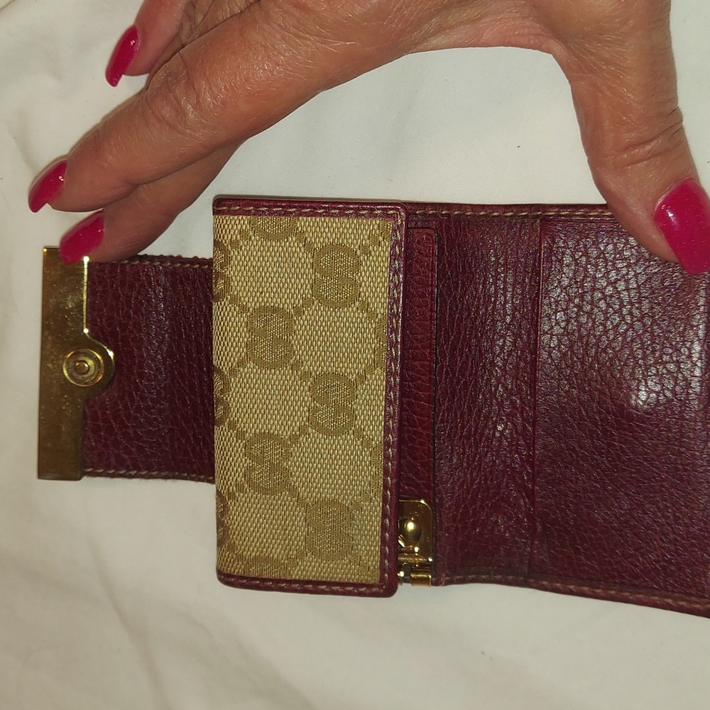 GUCCI SHERRY LINE GG Logo Canvas   Key Case Rare Burgundy Brown Cream Colorway. - Picture 4 of 9